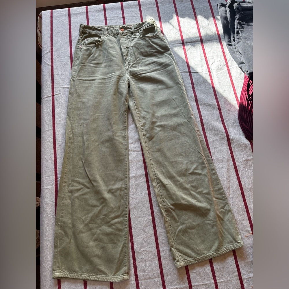 Pilcro Pistachio Green Wide Leg Pants